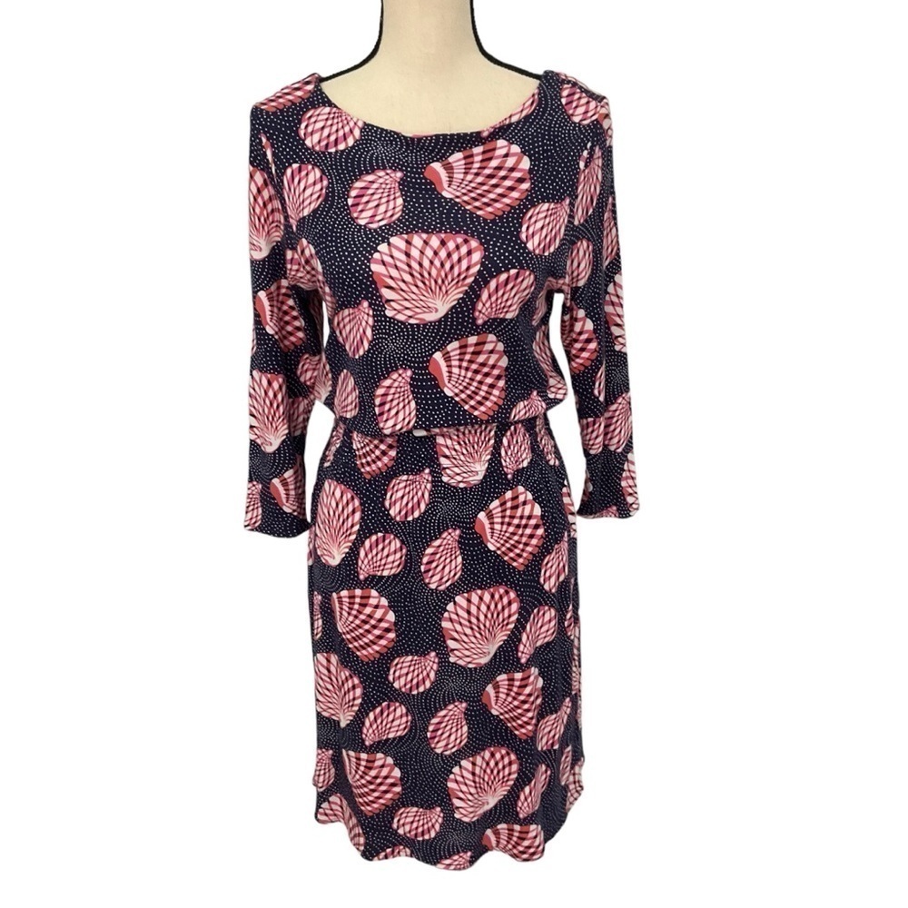 Lilly Pulitzer Navy and Pink Shell-Print Sheath Dress